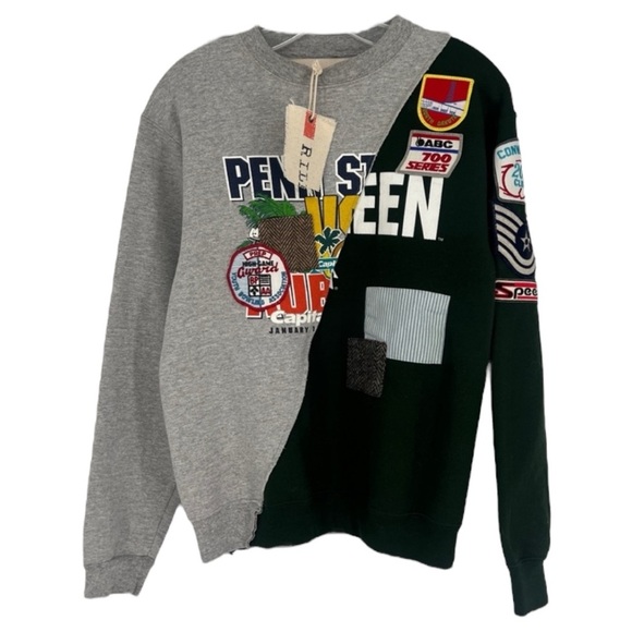 RILEY 1880 All Patched Up Patchwork Reworked Vintage Crew Neck Sweatshirt XS NWT